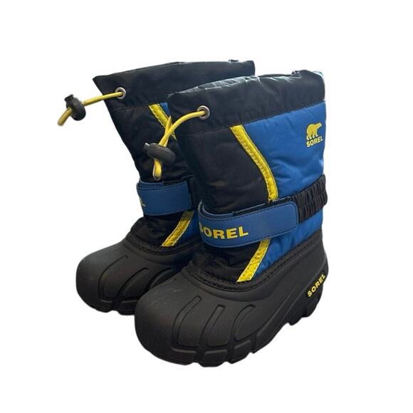 Sorel Flurry Children’s Boot In Black Super Blue Size 9 - Picture 1 of 8